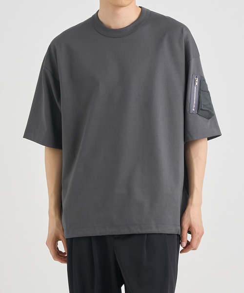 CINOH(チノ)の「【CINOH/チノ】別注ドローコード、シガーポケットT(Tシャツ/カットソー・メンズ・ホワイト/ダークグレー/ブラック・44/46/48)」の3枚目の写真