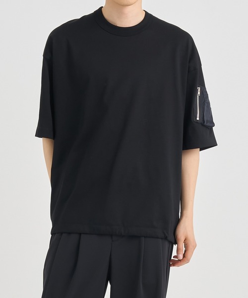 CINOH(チノ)の「【CINOH/チノ】別注ドローコード、シガーポケットT(Tシャツ/カットソー・メンズ・ホワイト/ダークグレー/ブラック・44/46/48)」の1枚目の写真