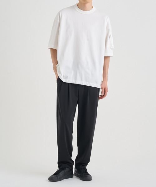 CINOH(チノ)の「【CINOH/チノ】別注ドローコード、シガーポケットT(Tシャツ/カットソー・メンズ・ホワイト/ダークグレー/ブラック・44/46/48)」の4枚目の写真