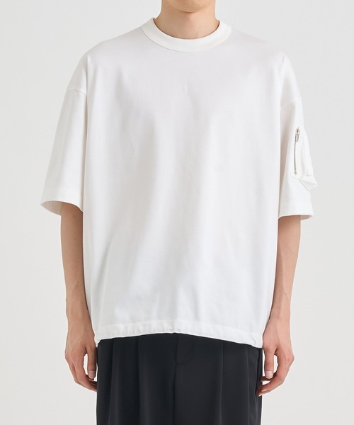 CINOH(チノ)の「【CINOH/チノ】別注ドローコード、シガーポケットT(Tシャツ/カットソー・メンズ・ホワイト/ダークグレー/ブラック・44/46/48)」の5枚目の写真