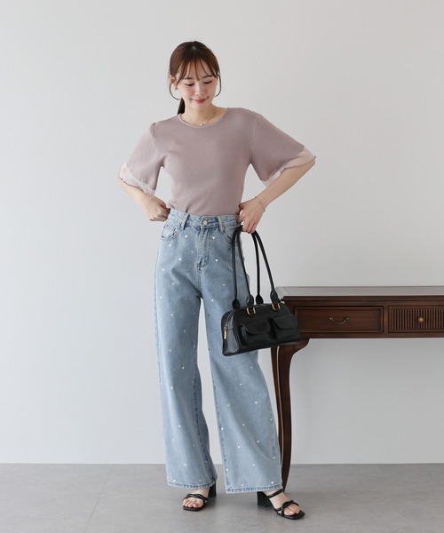 BLUEEAST(ブルーイースト)の「シアー切替リブニット(ニット/セーター・レディース・ピンク/ホワイト/ブラック/ブルー・MEDIUM)」の18枚目の写真