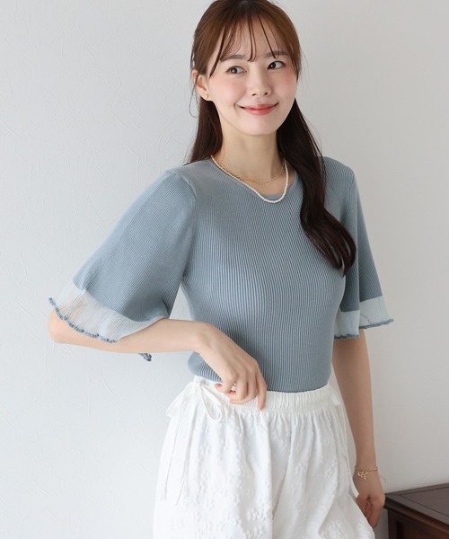BLUEEAST(ブルーイースト)の「シアー切替リブニット(ニット/セーター・レディース・ピンク/ホワイト/ブラック/ブルー・MEDIUM)」の20枚目の写真