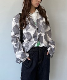 【SANSeLF】 カモフラージュテーラードジャケット 総柄 シングルブレスト sanw25a039