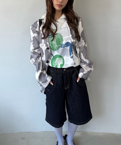 SANSeLF（サンセルフ）の「【SANSeLF】 カモフラージュテーラードジャケット 総柄 シングルブレスト sanw25a039（その他アウター・レディース・グレー・FREE）」の3枚目の写真