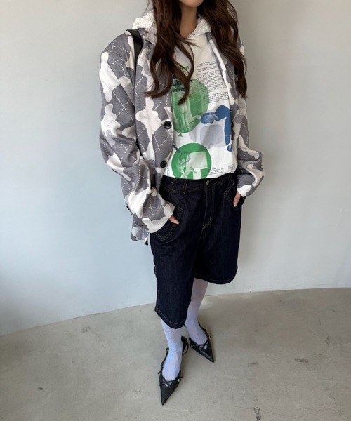 SANSeLF（サンセルフ）の「【SANSeLF】 カモフラージュテーラードジャケット 総柄 シングルブレスト sanw25a039（その他アウター・レディース・グレー・FREE）」の10枚目の写真