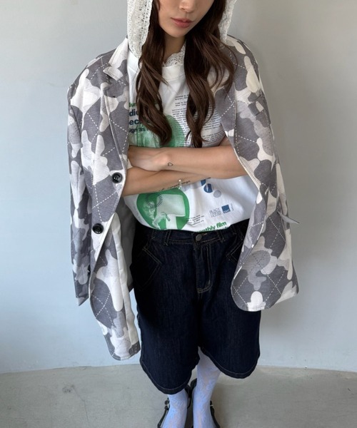 SANSeLF（サンセルフ）の「【SANSeLF】 カモフラージュテーラードジャケット 総柄 シングルブレスト sanw25a039（その他アウター・レディース・グレー・FREE）」の12枚目の写真