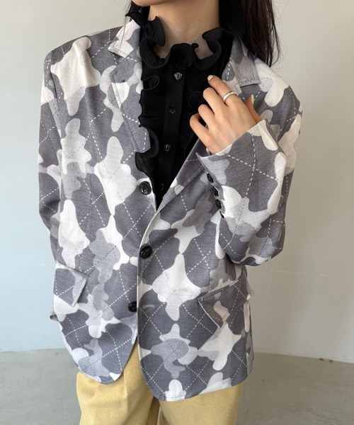 SANSeLF（サンセルフ）の「【SANSeLF】 カモフラージュテーラードジャケット 総柄 シングルブレスト sanw25a039（その他アウター・レディース・グレー・FREE）」の13枚目の写真