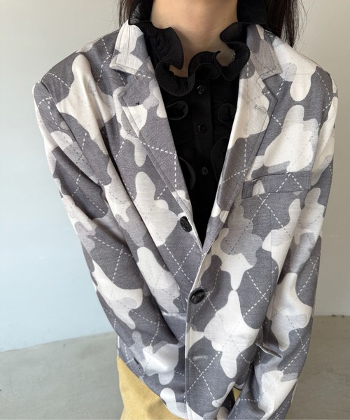 SANSeLF（サンセルフ）の「【SANSeLF】 カモフラージュテーラードジャケット 総柄 シングルブレスト sanw25a039（その他アウター・レディース・グレー・FREE）」の14枚目の写真