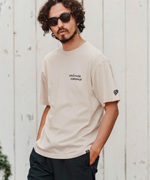 mt9677-Cursive embroidery aging T-shirt Tシャツ