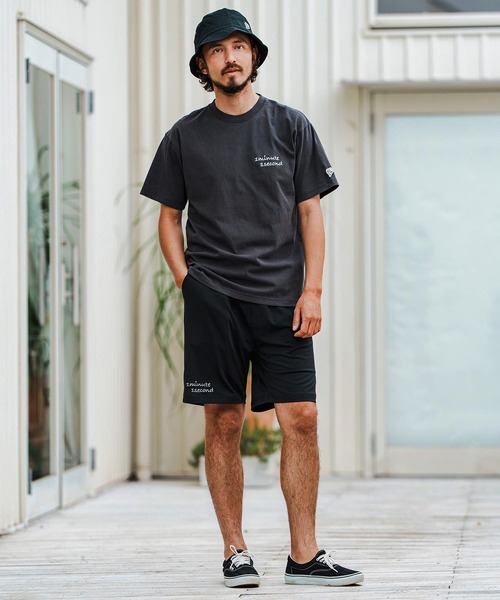 1minute 1second(ワンミニットワンセカンド)の「mt9677-Cursive embroidery aging T-shirt Tシャツ(Tシャツ/カットソー・メンズ・ベージュ×ブラック/ネイビー×ホワイト/ブラック×ホワイト・S/M/L/XL)」の7枚目の写真
