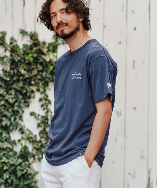 1minute 1second(ワンミニットワンセカンド)の「mt9677-Cursive embroidery aging T-shirt Tシャツ(Tシャツ/カットソー・メンズ・ベージュ×ブラック/ネイビー×ホワイト/ブラック×ホワイト・S/M/L/XL)」の12枚目の写真