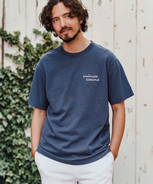 1minute 1second(ワンミニットワンセカンド)の「mt9677-Cursive embroidery aging T-shirt Tシャツ(Tシャツ/カットソー・メンズ・ベージュ×ブラック/ネイビー×ホワイト/ブラック×ホワイト・S/M/L/XL)」の13枚目の写真