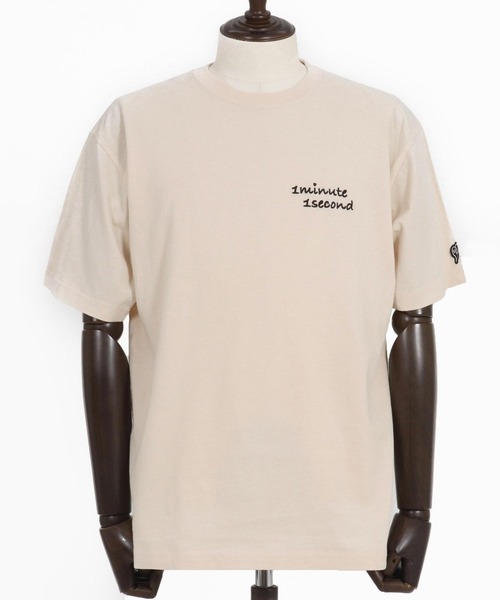 1minute 1second(ワンミニットワンセカンド)の「mt9677-Cursive embroidery aging T-shirt Tシャツ(Tシャツ/カットソー・メンズ・ベージュ×ブラック/ネイビー×ホワイト/ブラック×ホワイト・S/M/L/XL)」の16枚目の写真