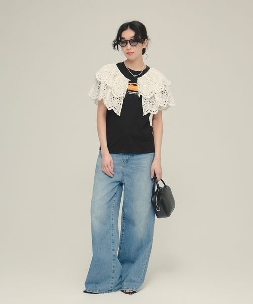 eL（エル）の「【eL】Embroidery 2way Bolero/319637（カーディガン/ボレロ・レディース・オフホワイト/ブラック・FREE）」の18枚目の写真