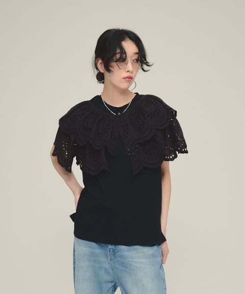 eL（エル）の「【eL】Embroidery 2way Bolero/319637（カーディガン/ボレロ・レディース・オフホワイト/ブラック・FREE）」の17枚目の写真