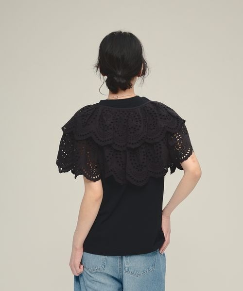 eL（エル）の「【eL】Embroidery 2way Bolero/319637（カーディガン/ボレロ・レディース・オフホワイト/ブラック・FREE）」の7枚目の写真