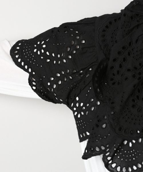 eL（エル）の「【eL】Embroidery 2way Bolero/319637（カーディガン/ボレロ・レディース・オフホワイト/ブラック・FREE）」の4枚目の写真