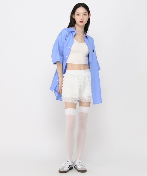 3.3 Field Trip （3.3フィールドトリップ）の「【UNISEX】ALAND／Ａロゴ無地半袖シャツ（シャツ/ブラウス・レディース・ブルー/ホワイト・SMALL/MEDIUM）」の7枚目の写真