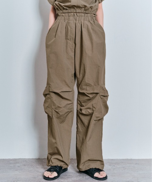 セール】撥水 ウエスト フリル ナイロン カーゴパンツ（カーゴパンツ