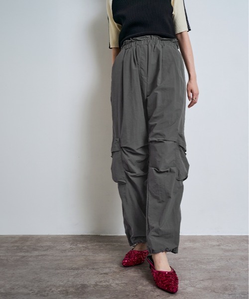 セール】撥水 ウエスト フリル ナイロン カーゴパンツ（カーゴパンツ