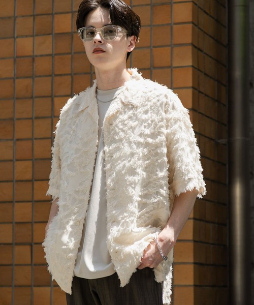 seyto（セイト）の「Jaguard fringe mesh half sleeve shirt