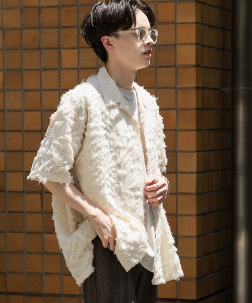 SENSE OF PLACE by URBAN RESEARCH(センスオブプレイスバイアーバンリサーチ)の「フリンジジャガードショートスリーブシャツ(シャツ/ブラウス・メンズ・ブラック/オフホワイト・MEDIUM/LARGE)」の13枚目の写真