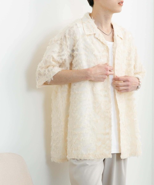 セール】フリンジジャガードショートスリーブシャツ（シャツ/ブラウス