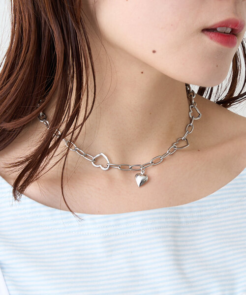 セール】【前後2WAY】ハートチェーンネックレス（リング）｜w closet
