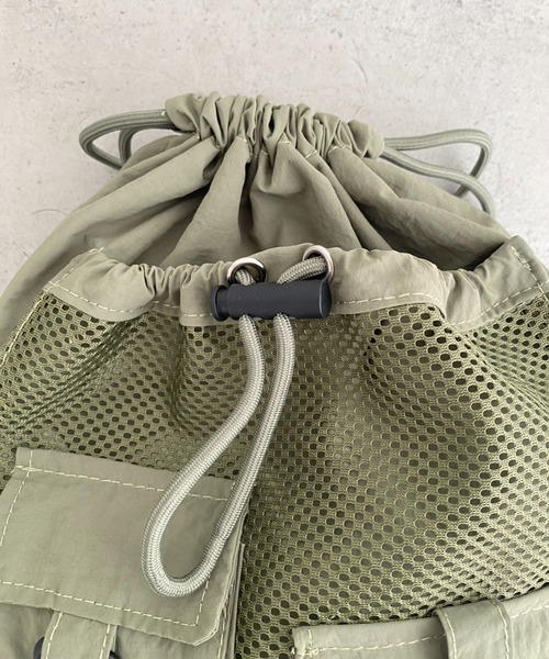 セール】ダブルポケットメッシュナップサック（バックパック