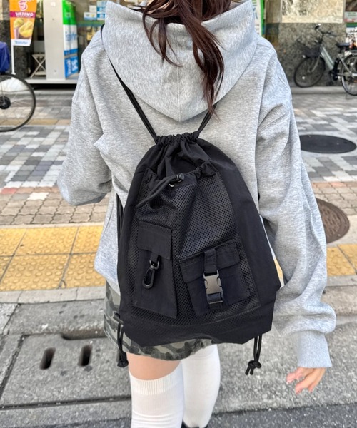 セール】ダブルポケットメッシュナップサック（バックパック