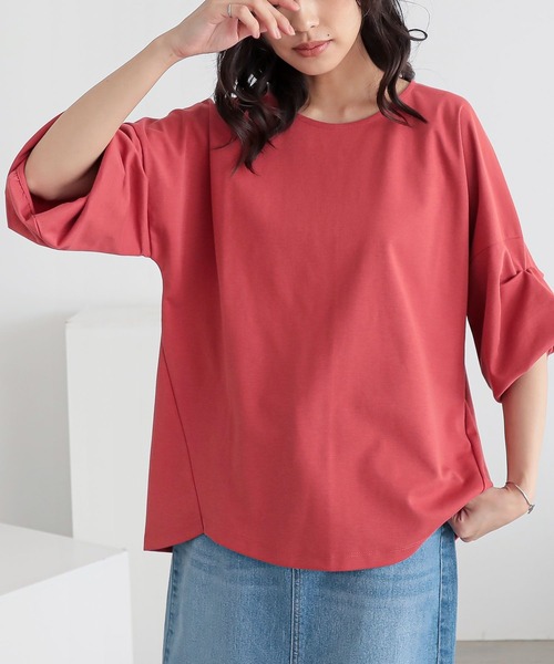 n'OrLABEL(ノアールレーベル)の「【機能素材】『袖タックTシャツ』(Tシャツ/カットソー・レディース・テラコッタ/グリーン/ネイビー/ブラック/オフホワイト/ブルー/グレー・FREE)」の13枚目の写真