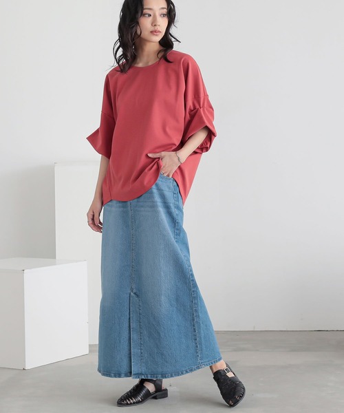 n'OrLABEL(ノアールレーベル)の「【機能素材】『袖タックTシャツ』(Tシャツ/カットソー・レディース・テラコッタ/グリーン/ネイビー/ブラック/オフホワイト/ブルー/グレー・FREE)」の18枚目の写真