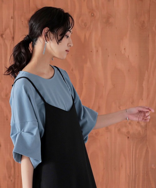 n'OrLABEL(ノアールレーベル)の「【機能素材】『袖タックTシャツ』(Tシャツ/カットソー・レディース・テラコッタ/グリーン/ネイビー/ブラック/オフホワイト/ブルー/グレー・FREE)」の22枚目の写真