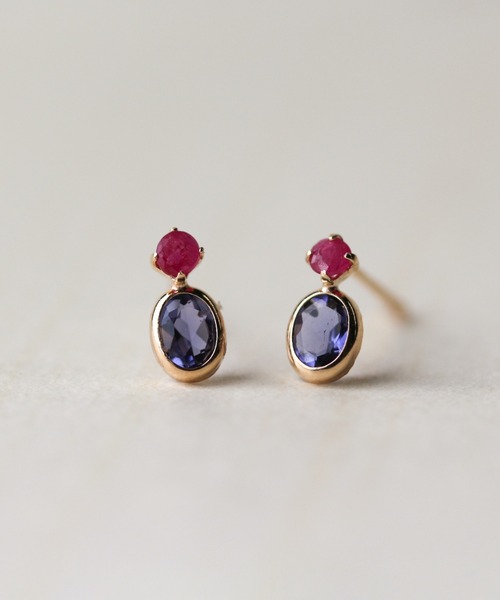 ルビー / アイオライト ピアス | K10YG 〈Web限定〉（ピアス（両耳用