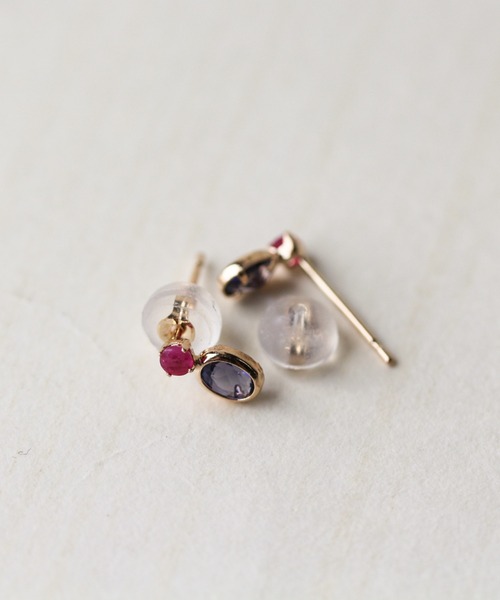 新品未使用 キュイキュイ ルビー アイオライト ピアス K10YG ルビー / アイオライト ピアス | K10YG 〈Web限定〉（ピアス（両耳用
