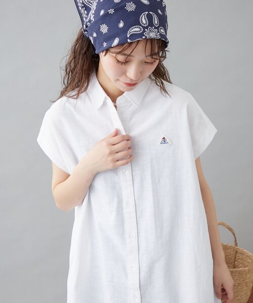 GEVACO（ゲバコ）の「【GEVACO】フレンチスリーブシャツワンピース（ワンピース・レディース・ブラック/ブルー/ホワイト・ONE SIZE）」の11枚目の写真