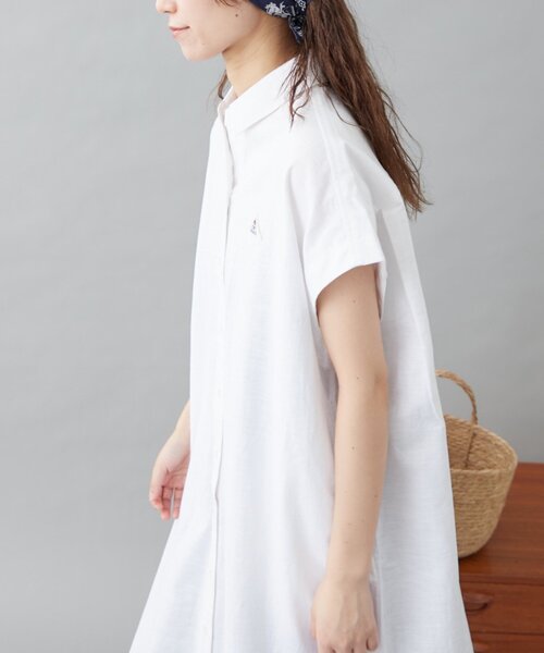 GEVACO（ゲバコ）の「【GEVACO】フレンチスリーブシャツワンピース（ワンピース・レディース・ブラック/ブルー/ホワイト・ONE SIZE）」の13枚目の写真