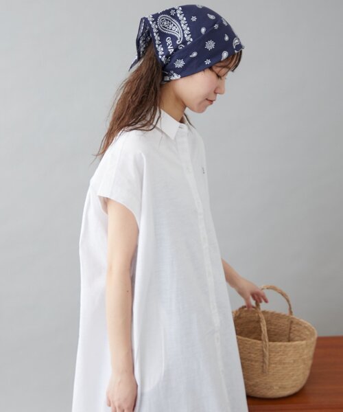 GEVACO（ゲバコ）の「【GEVACO】フレンチスリーブシャツワンピース（ワンピース・レディース・ブラック/ブルー/ホワイト・ONE SIZE）」の15枚目の写真