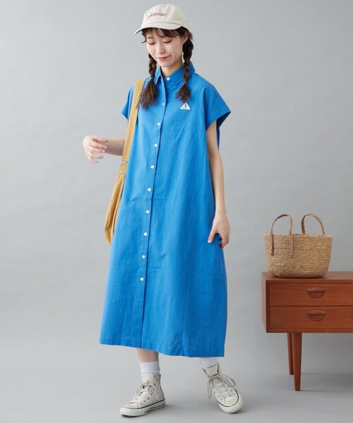 GEVACO（ゲバコ）の「【GEVACO】フレンチスリーブシャツワンピース（ワンピース・レディース・ブラック/ブルー/ホワイト・ONE SIZE）」の16枚目の写真