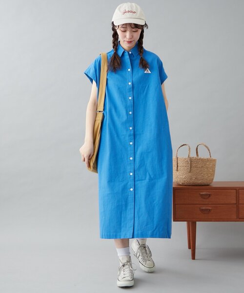 GEVACO（ゲバコ）の「【GEVACO】フレンチスリーブシャツワンピース（ワンピース・レディース・ブラック/ブルー/ホワイト・ONE SIZE）」の17枚目の写真