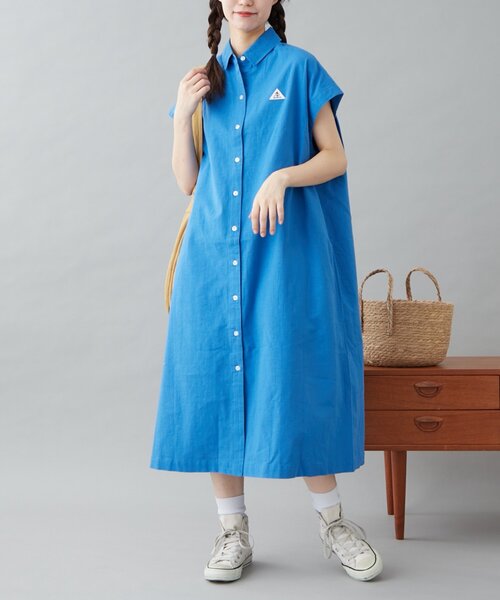 GEVACO（ゲバコ）の「【GEVACO】フレンチスリーブシャツワンピース（ワンピース・レディース・ブラック/ブルー/ホワイト・ONE SIZE）」の19枚目の写真