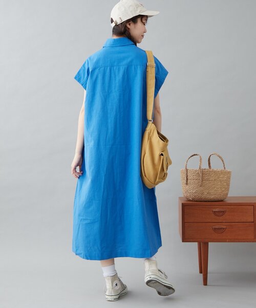 GEVACO（ゲバコ）の「【GEVACO】フレンチスリーブシャツワンピース（ワンピース・レディース・ブラック/ブルー/ホワイト・ONE SIZE）」の20枚目の写真