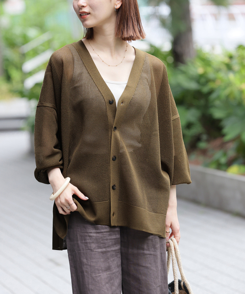 JOURNAL STANDARD relume（ジャーナルスタンダード　レリューム）の「メッシュカーディガン（カーディガン/ボレロ・レディース・カーキ/ブラック/ホワイト・FREE）」の17枚目の写真