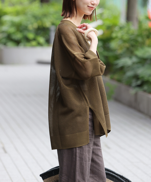 JOURNAL STANDARD relume（ジャーナルスタンダード　レリューム）の「メッシュカーディガン（カーディガン/ボレロ・レディース・カーキ/ブラック/ホワイト・FREE）」の16枚目の写真