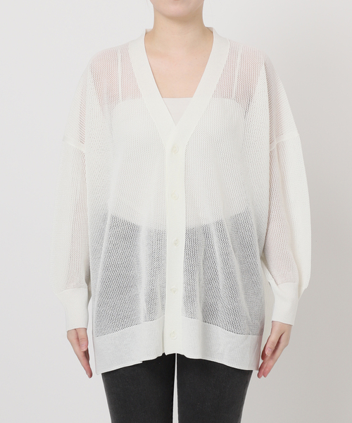 JOURNAL STANDARD relume（ジャーナルスタンダード　レリューム）の「メッシュカーディガン（カーディガン/ボレロ・レディース・カーキ/ブラック/ホワイト・FREE）」の5枚目の写真