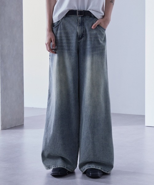 ヴィンテージフェード ワイドバギーデニムパンツ【セットアップ