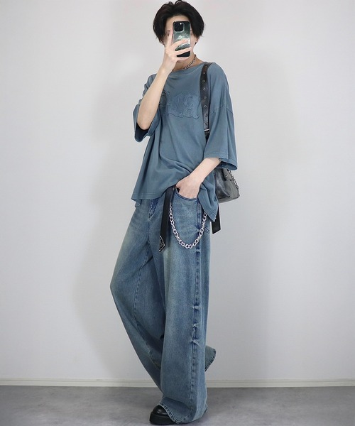 ヴィンテージフェード ワイドバギーデニムパンツ【セットアップ