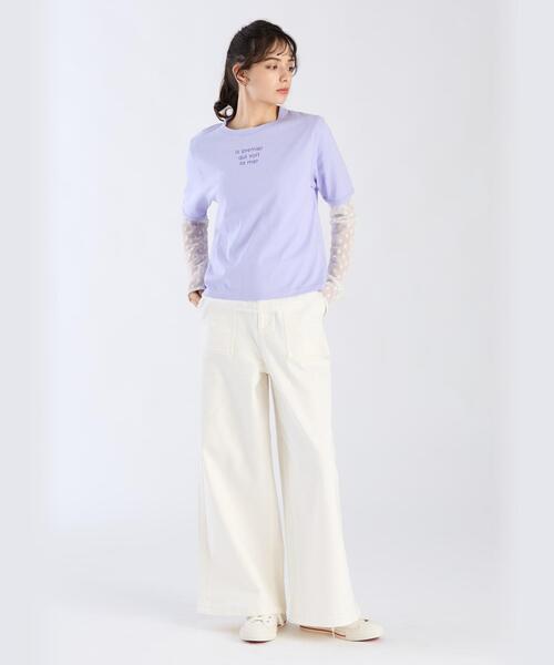 tシャツ メッセージ プリント 半袖 Tシャツ ”Le premier qui voit la mer” レディース セール】メッセージ プリント 半袖 Tシャツ ”Le premier qui