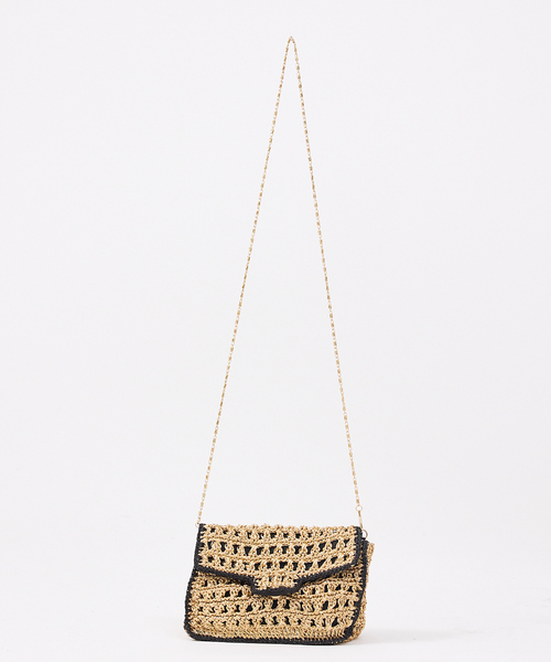 Rouge vif la cle(ルージュヴィフラクレ)の「【Swaraj/スワラージ】手編みのメタリックマクラメBAG / チェーンミニバッグ / ハンドメイド(トートバッグ・レディース・ゴールド/ブラック/シルバー・フリー)」の3枚目の写真