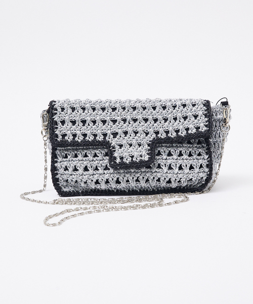 Rouge vif la cle(ルージュヴィフラクレ)の「【Swaraj/スワラージ】手編みのメタリックマクラメBAG / チェーンミニバッグ / ハンドメイド(トートバッグ・レディース・ゴールド/ブラック/シルバー・フリー)」の14枚目の写真